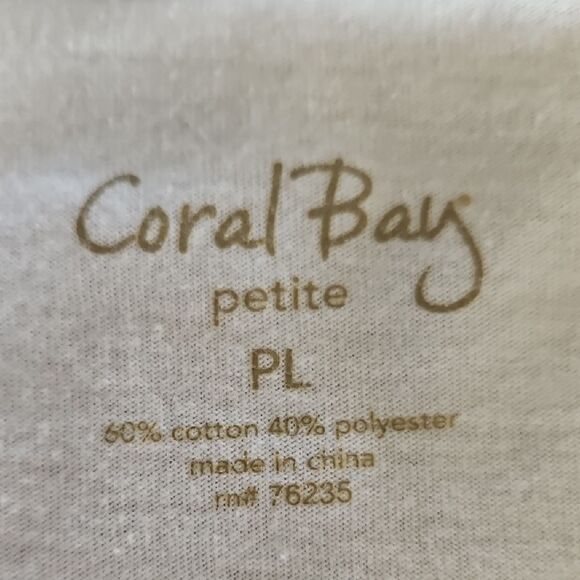 Coral Bay Women's Petite Large White 3/4 Sleeve Top with Studded Glittery Design - Picture 3 of 5